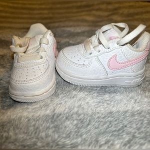 Size 2c Air Force Nikes white and pink baby